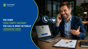 Quick form submission leading to discovery call.