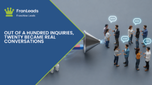 Franchise inquiry funnel narrowing to discovery calls.